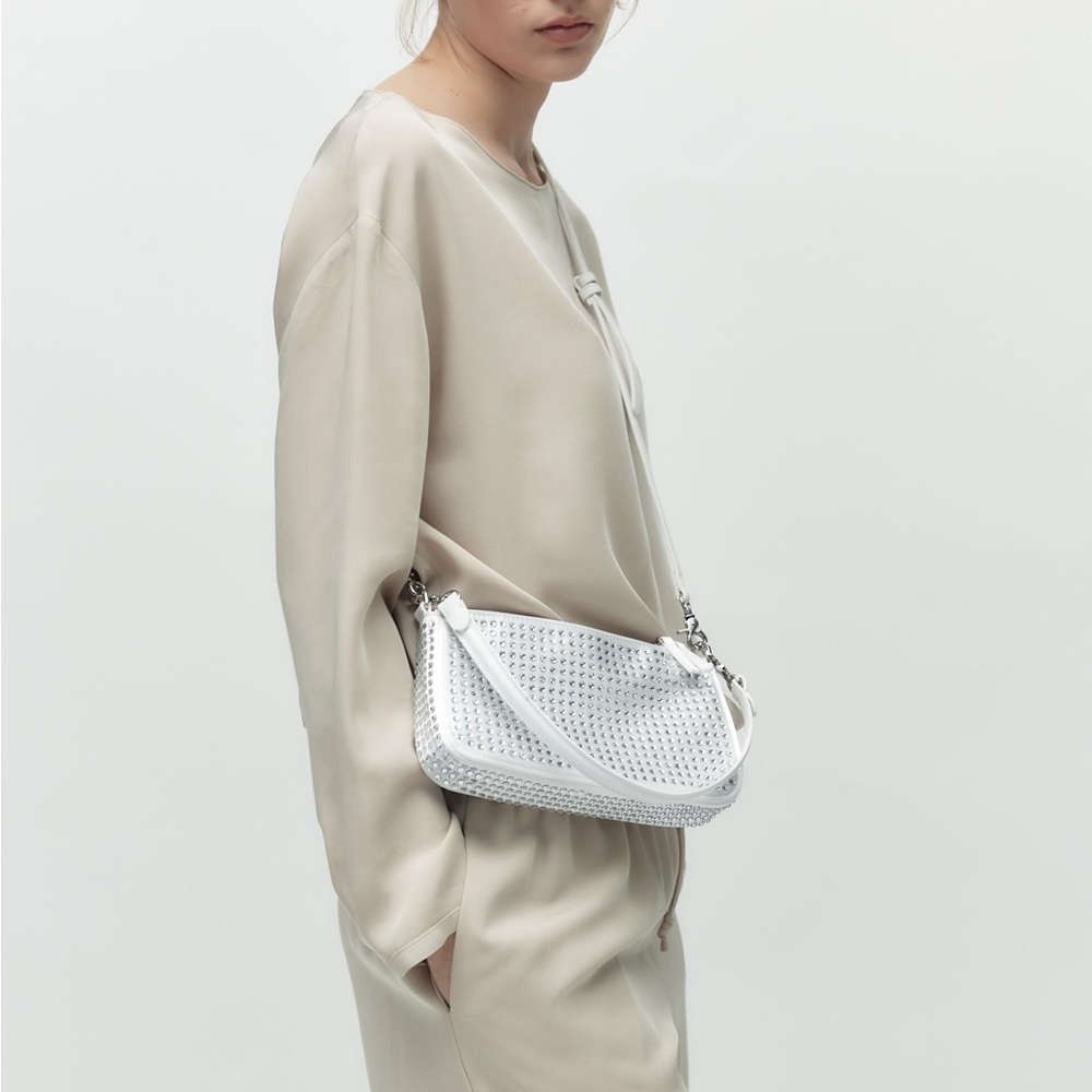 NWT Zara White Crystal Shoulder Bag - Picture 5 of 10